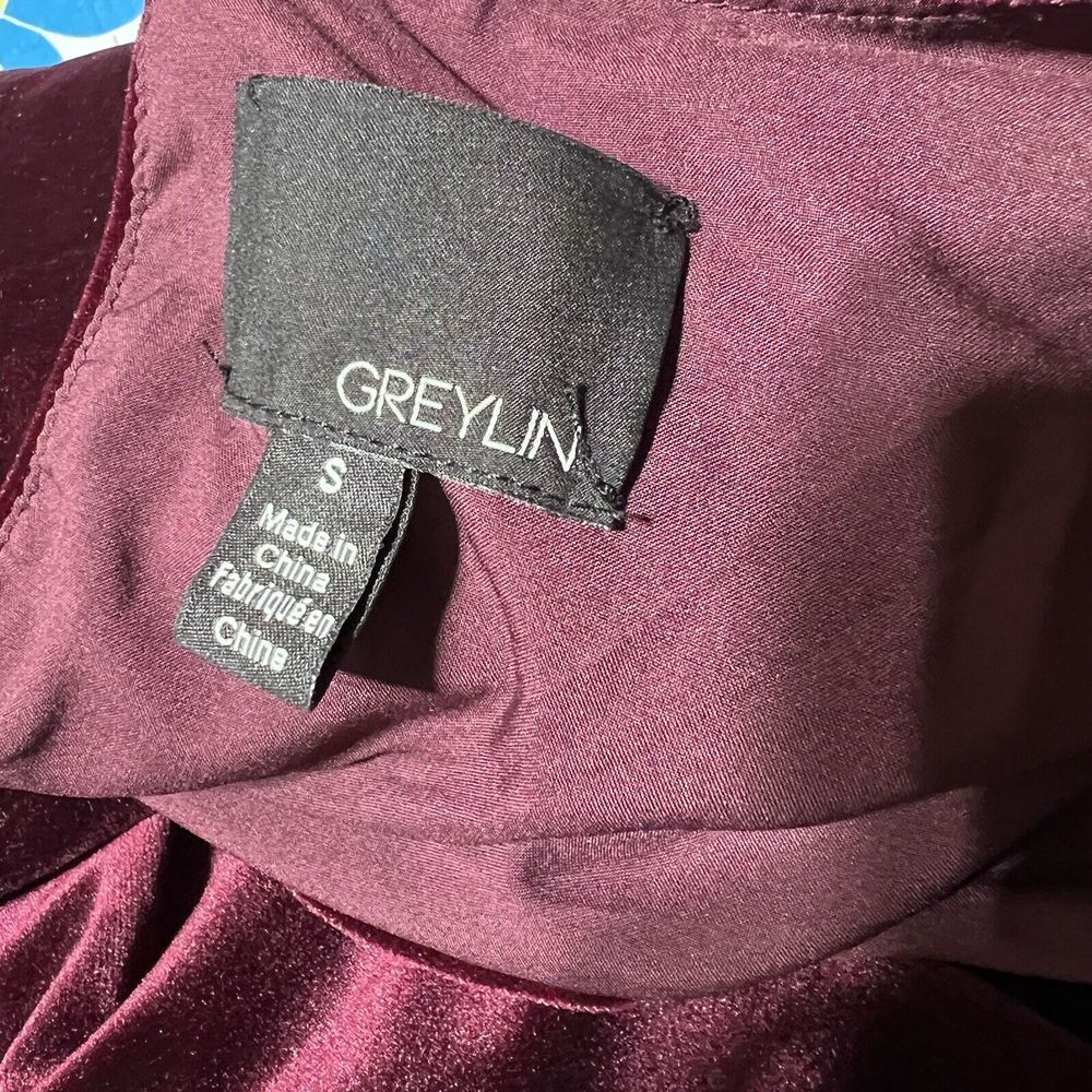 Greylin Anthropologie Luna Velvet Jumpsuit Wide Leg Cropped Burgundy‎ Small - Picture 12 of 15